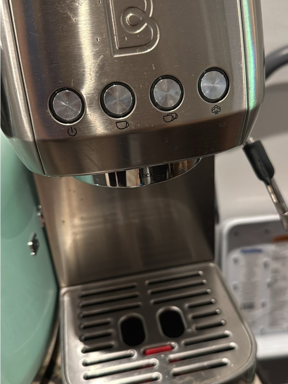 Stainless Steel Espresso Machine with Button Controls - Silver